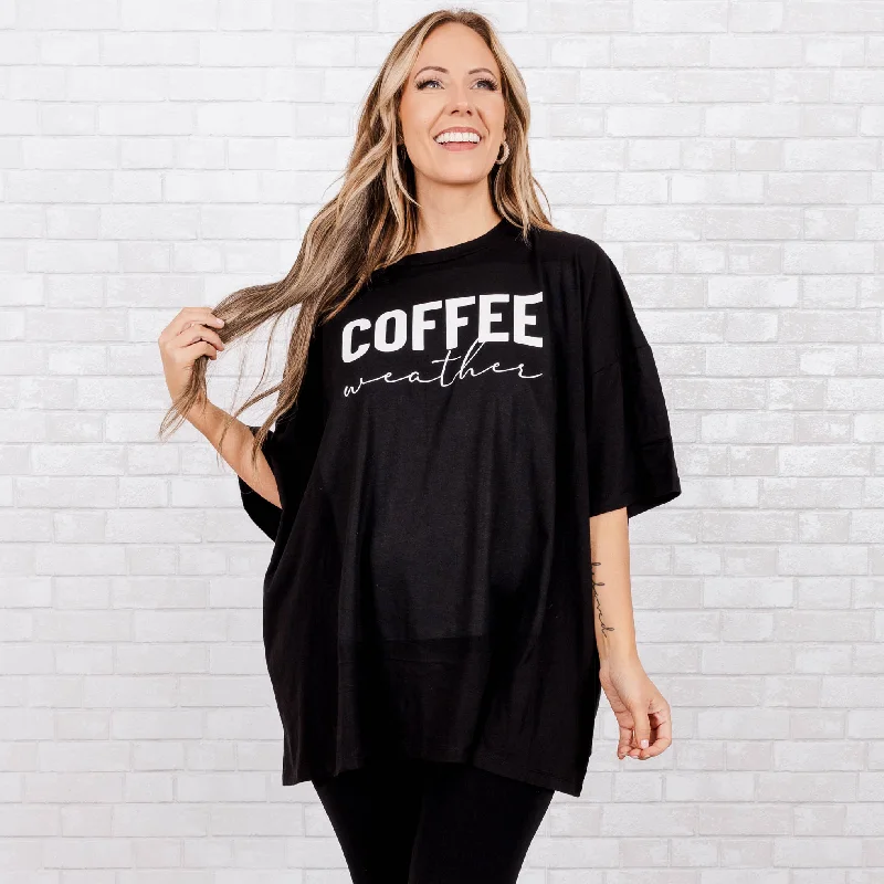 Coffee Weather Boyfriend Tee, Black