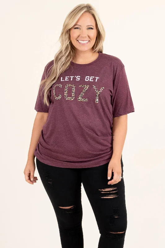 Getting Cozy Tee, Maroon Triblend