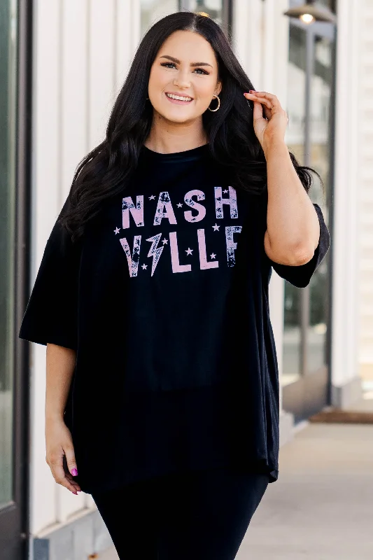 Paint The Town Pink Boyfriend Tee, Black