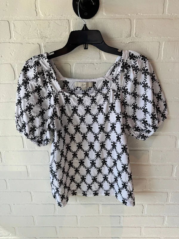 Top Short Sleeve By Loft In Black & White, Size: S