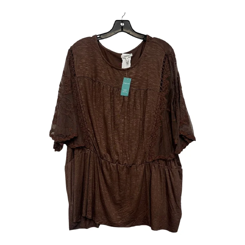 Top Short Sleeve By Maurices O In Brown, Size: 3x