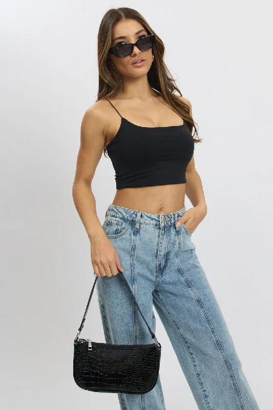 Black Cropped Cami Top Supersoft