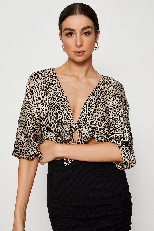 Print Crop Bolero Short Sleeve