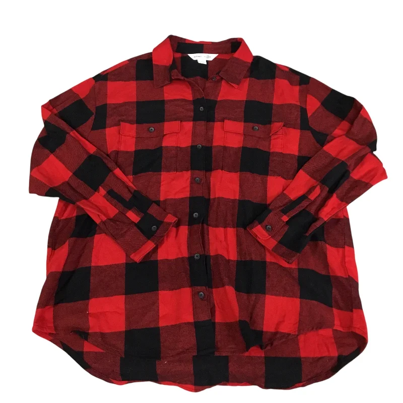 Top Long Sleeve By Old Navy In Black & Red, Size: L