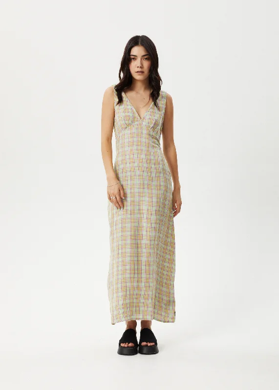 AFENDS Womens Kali - Hemp Maxi Dress - Pistachio Check