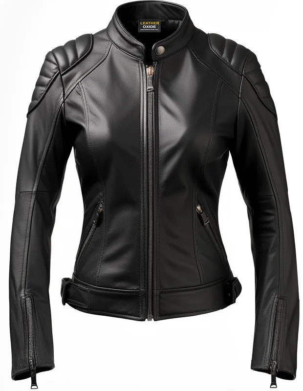 Women Black Bomber Leather Jacket